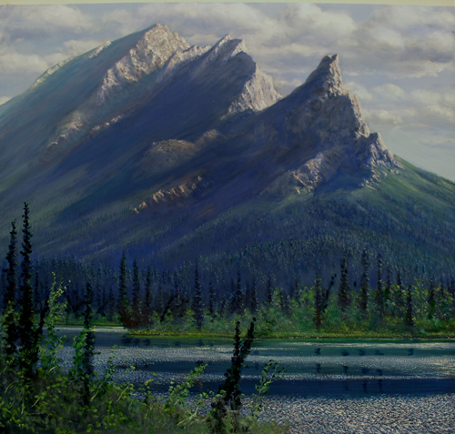 Brooks Range Mountain and Lake  David Rosenthal Oil Painting Cordova Alaska, Alaska Brooks Range image